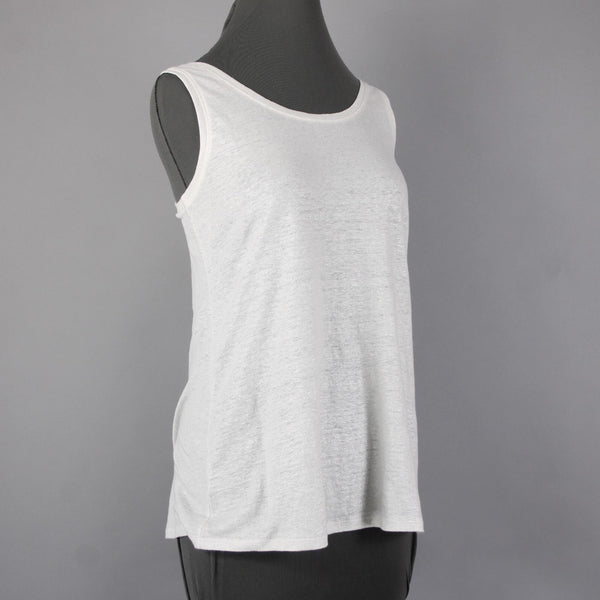 Eileen Fisher Top NEW $55 Sz SP White Silver Metallic 100% Organic Linen