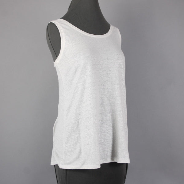 Eileen Fisher Top NEW $55 Sz SP White Silver Metallic 100% Organic Linen