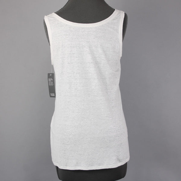 Eileen Fisher Top NEW $55 Sz SP White Silver Metallic 100% Organic Linen