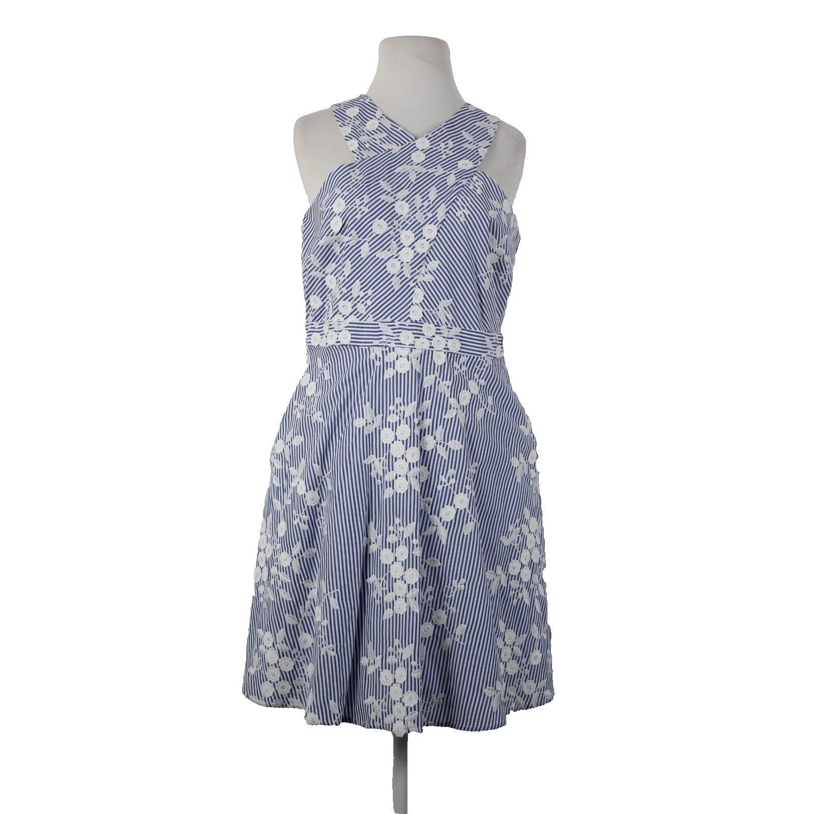 Sam Edelman NEW $148 Sz 6 Blue White Floral Pockets Lined 100% Cotton Dress