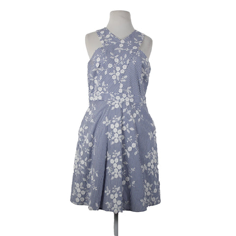 Sam Edelman NEW $148 Sz 6 Blue White Floral Pockets Lined 100% Cotton Dress