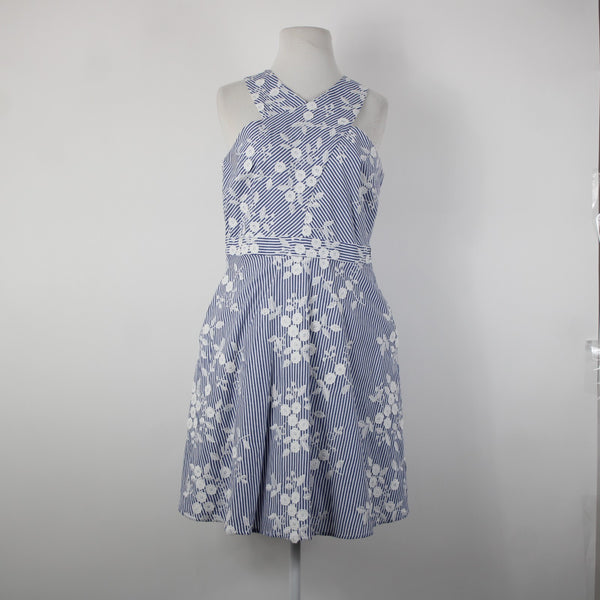 Sam Edelman NEW $148 Sz 6 Blue White Floral Pockets Lined 100% Cotton Dress