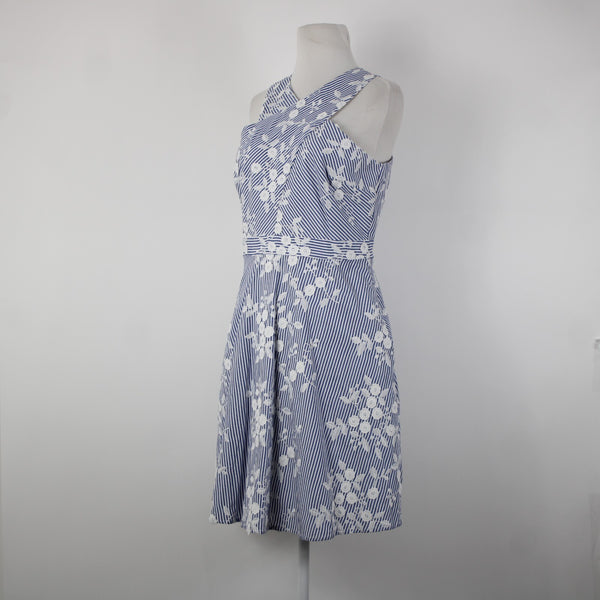 Sam Edelman NEW $148 Sz 6 Blue White Floral Pockets Lined 100% Cotton Dress