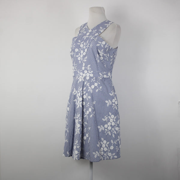 Sam Edelman NEW $148 Sz 6 Blue White Floral Pockets Lined 100% Cotton Dress