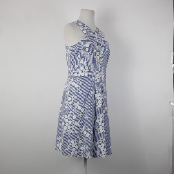 Sam Edelman NEW $148 Sz 6 Blue White Floral Pockets Lined 100% Cotton Dress