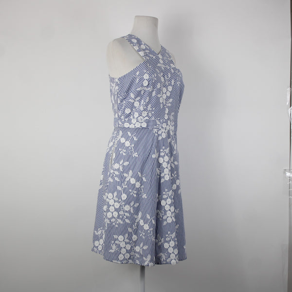 Sam Edelman NEW $148 Sz 6 Blue White Floral Pockets Lined 100% Cotton Dress