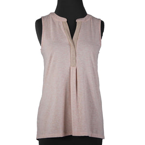 Rose + Olive NEW Sz S Light Pink Heathered Gold Shimmer V Neck Rayon Spandex Top