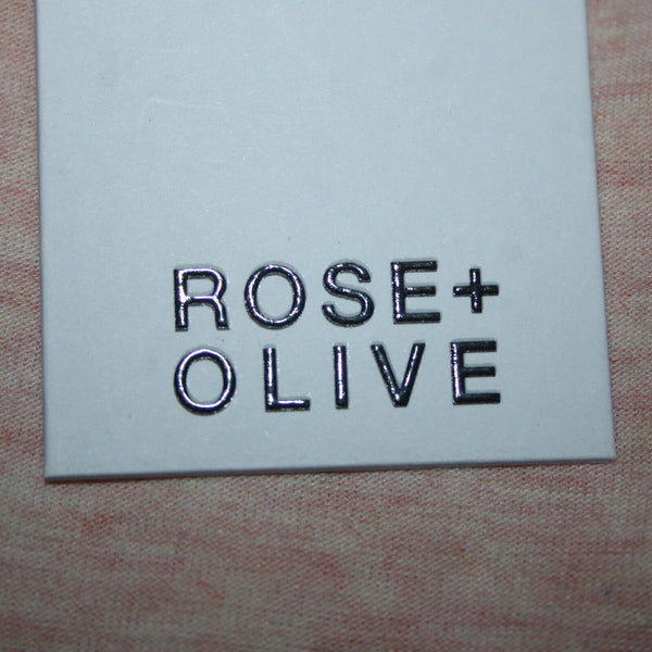 Rose + Olive NEW Sz S Light Pink Heathered Gold Shimmer V Neck Rayon Spandex Top
