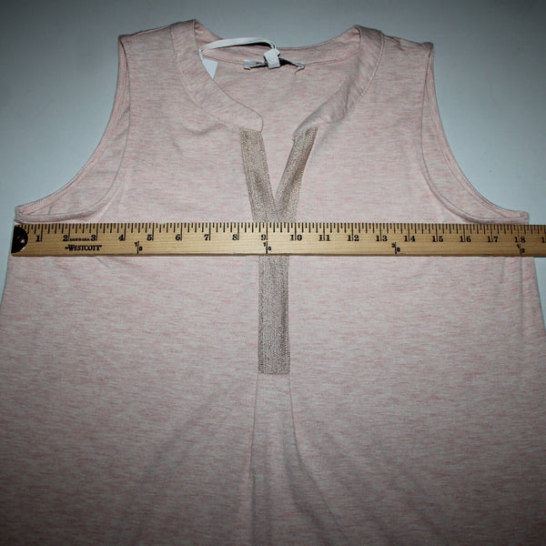 Rose + Olive NEW Sz S Light Pink Heathered Gold Shimmer V Neck Rayon Spandex Top