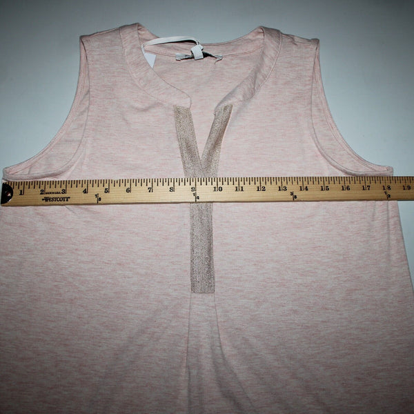 Rose + Olive NEW Sz S Light Pink Heathered Gold Shimmer V Neck Rayon Spandex Top