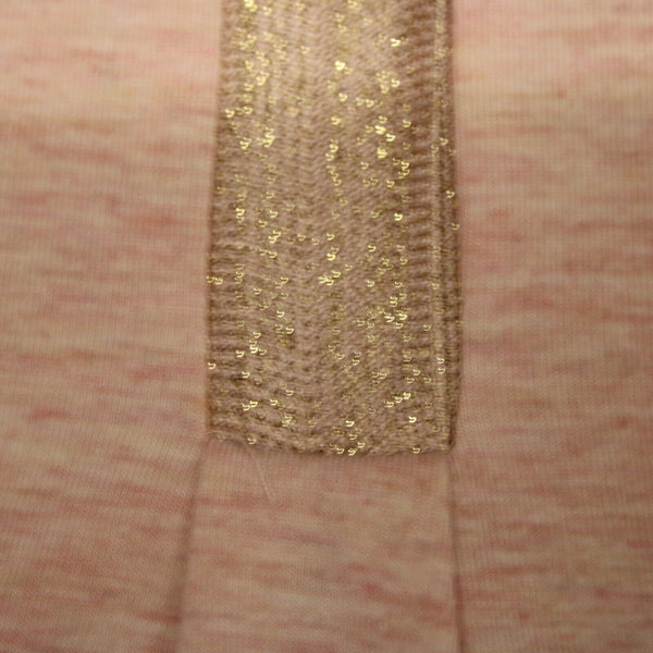 Rose + Olive NEW Sz S Light Pink Heathered Gold Shimmer V Neck Rayon Spandex Top