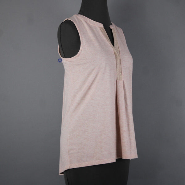 Rose + Olive NEW Sz S Light Pink Heathered Gold Shimmer V Neck Rayon Spandex Top