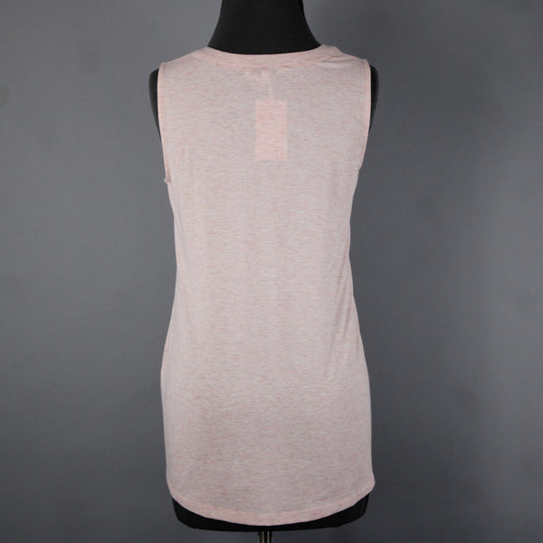 Rose + Olive NEW Sz S Light Pink Heathered Gold Shimmer V Neck Rayon Spandex Top