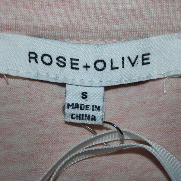 Rose + Olive NEW Sz S Light Pink Heathered Gold Shimmer V Neck Rayon Spandex Top