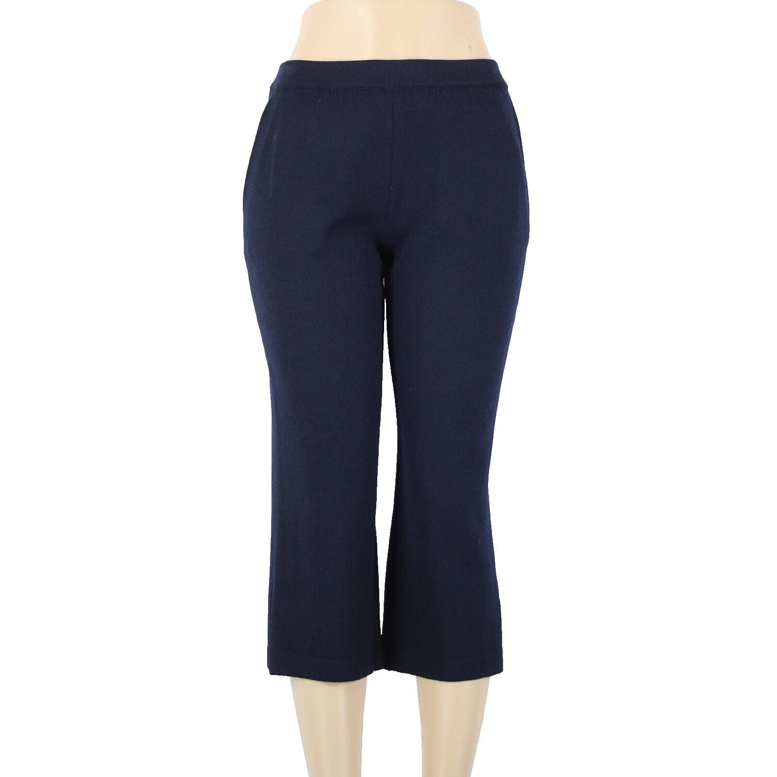 St John Collection Sz 2 x 23 Navy Blue Elastic Waist Santana Knit AS IS Capri