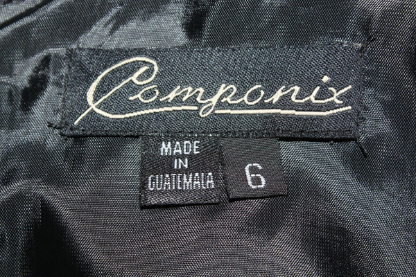Componix Vtg Sz 6 Black Bead Embellished Bodice Polyester Acetate Lined Dress