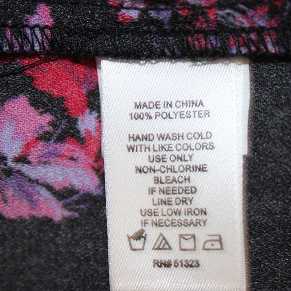 Cece Jumpsuit Sz M Black Purple Multi Color Floral Collared 100% Poly Jumpsuit