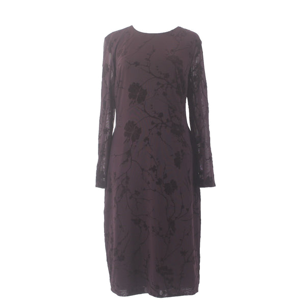 Lauren Ralph Lauren Dress NEW $175 Sz 12 Purple Velour Detail Lined Nylon Dress
