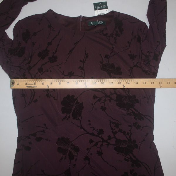 Lauren Ralph Lauren Dress NEW $175 Sz 12 Purple Velour Detail Lined Nylon Dress