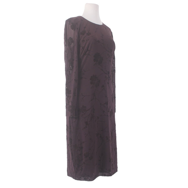 Lauren Ralph Lauren Dress NEW $175 Sz 12 Purple Velour Detail Lined Nylon Dress