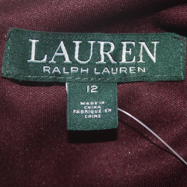 Lauren Ralph Lauren Dress NEW $175 Sz 12 Purple Velour Detail Lined Nylon Dress