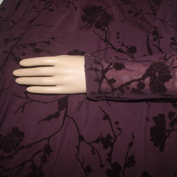 Lauren Ralph Lauren Dress NEW $175 Sz 12 Purple Velour Detail Lined Nylon Dress