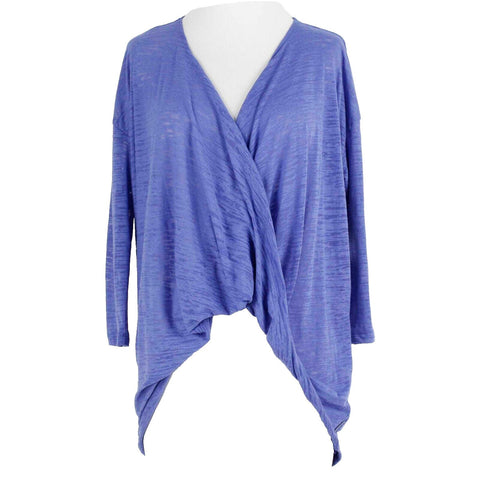 Eddie Bauer NEW $50 Sz XS Blue Iris Burnout Wrap Poly Cotton Rayon Top