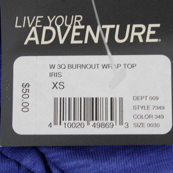 Eddie Bauer NEW $50 Sz XS Blue Iris Burnout Wrap Poly Cotton Rayon Top