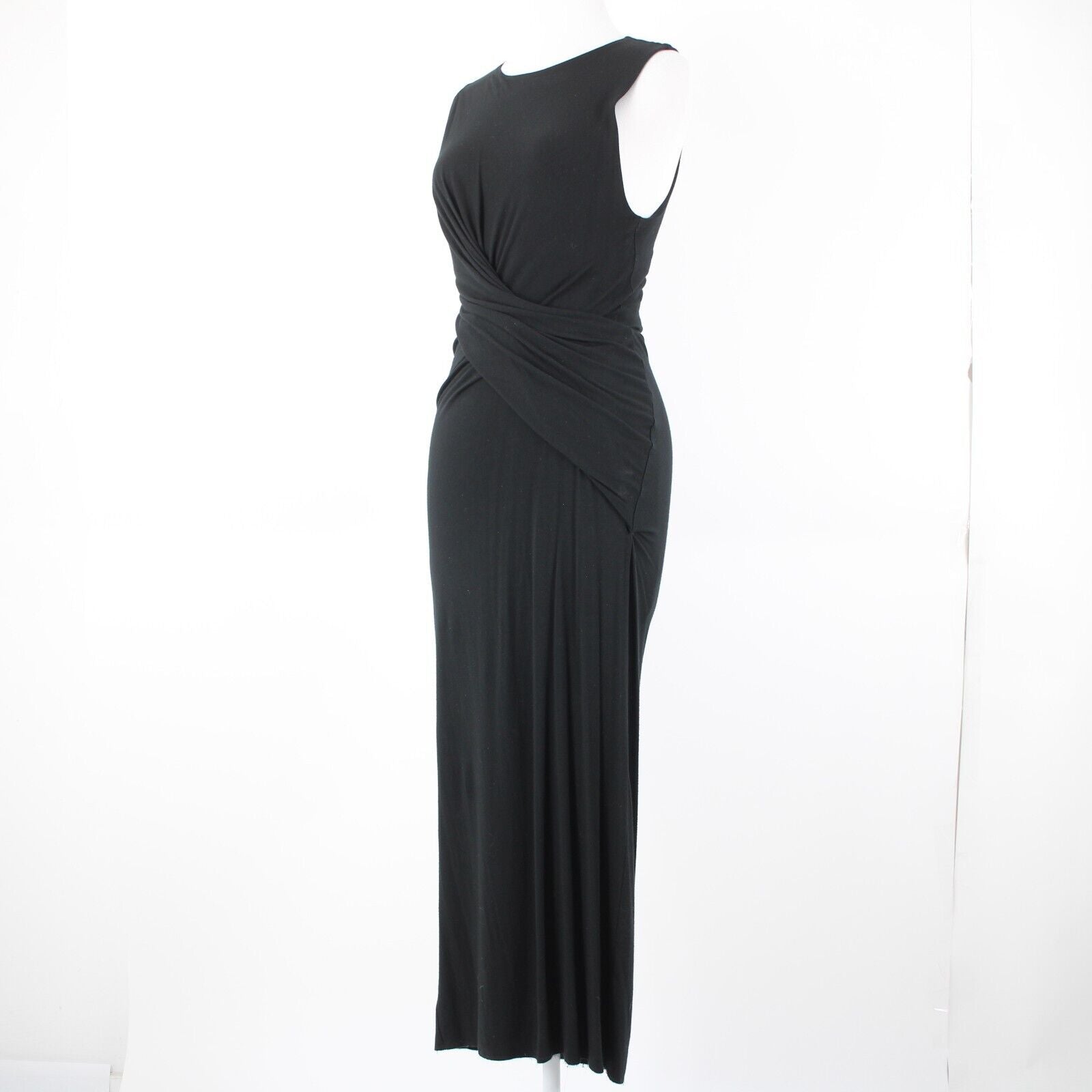 T Alexander Wang Sz L Black Sleeveless Ruched No Fabric Label Dress