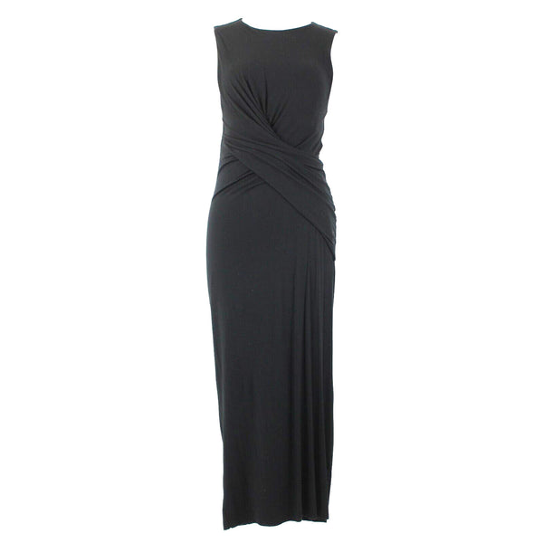 T Alexander Wang Sz L Black Sleeveless Ruched No Fabric Label Dress