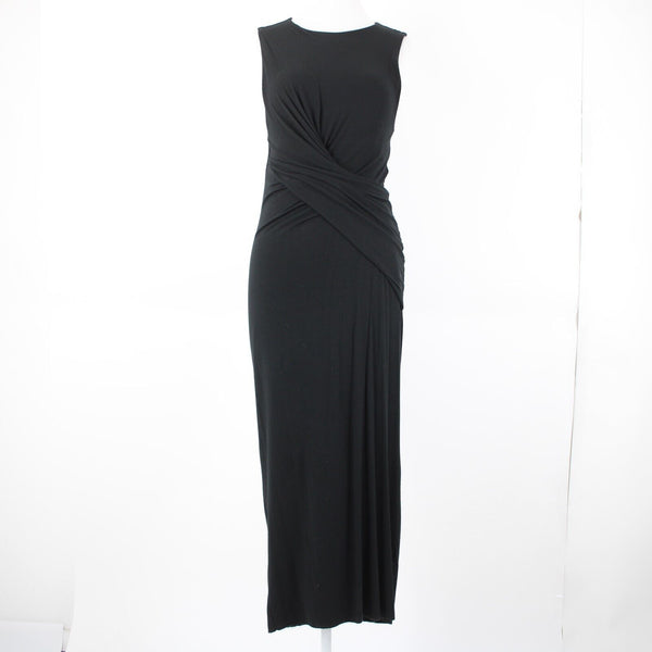 T Alexander Wang Sz L Black Sleeveless Ruched No Fabric Label Dress