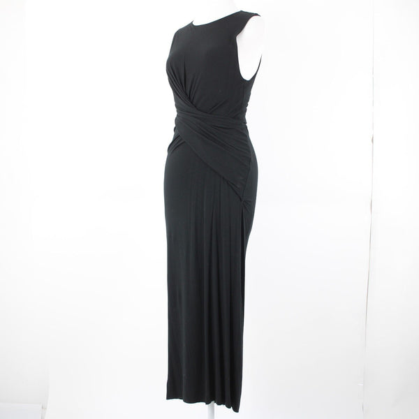 T Alexander Wang Sz L Black Sleeveless Ruched No Fabric Label Dress