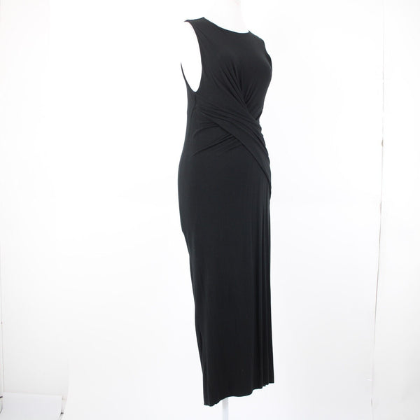 T Alexander Wang Sz L Black Sleeveless Ruched No Fabric Label Dress