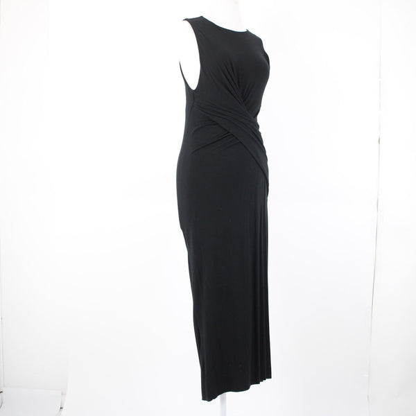 T Alexander Wang Sz L Black Sleeveless Ruched No Fabric Label Dress