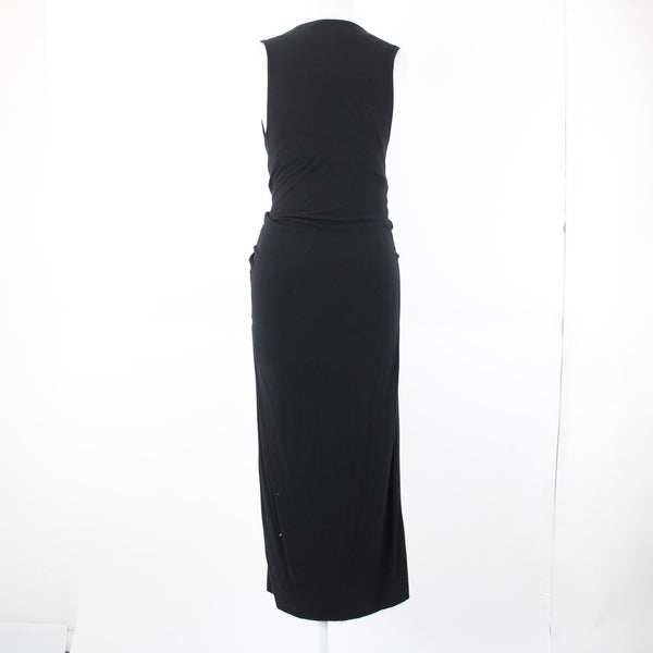 T Alexander Wang Sz L Black Sleeveless Ruched No Fabric Label Dress