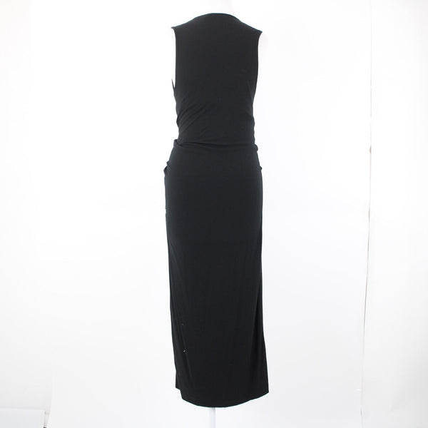 T Alexander Wang Sz L Black Sleeveless Ruched No Fabric Label Dress