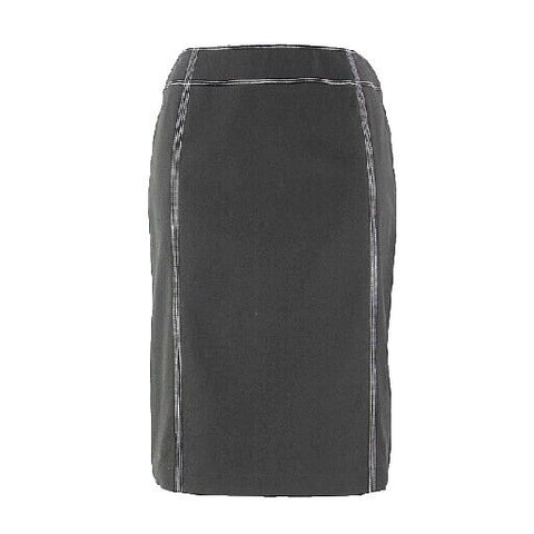 Ellen Tracy Linda Allard NEW $106 Sz 6 Black White Topstitch Cotton Blend Skirt