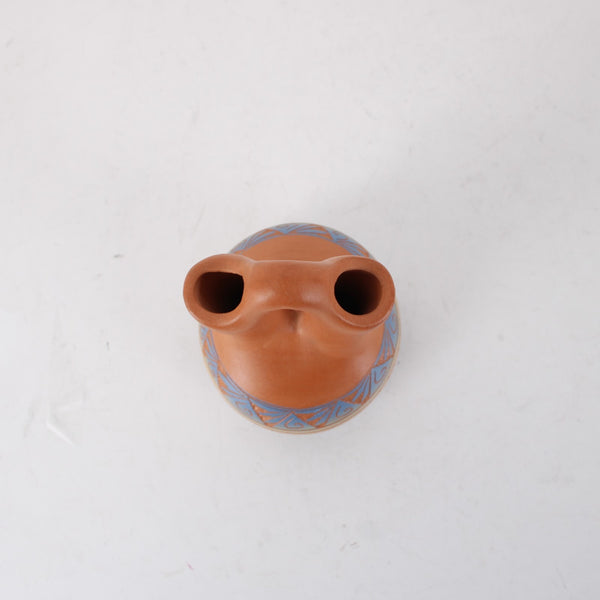 Wedding Vase Signed Red Earth Native American Pottery Carved 5" Wedding Vase