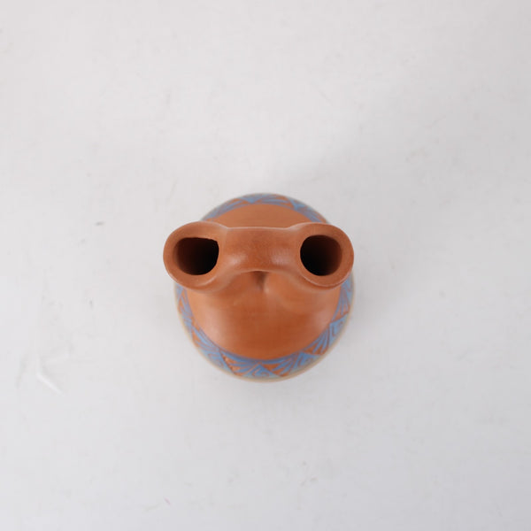 Wedding Vase Signed Red Earth Native American Pottery Carved 5" Wedding Vase