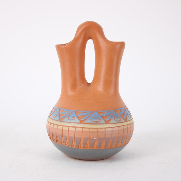 Wedding Vase Signed Red Earth Native American Pottery Carved 5" Wedding Vase