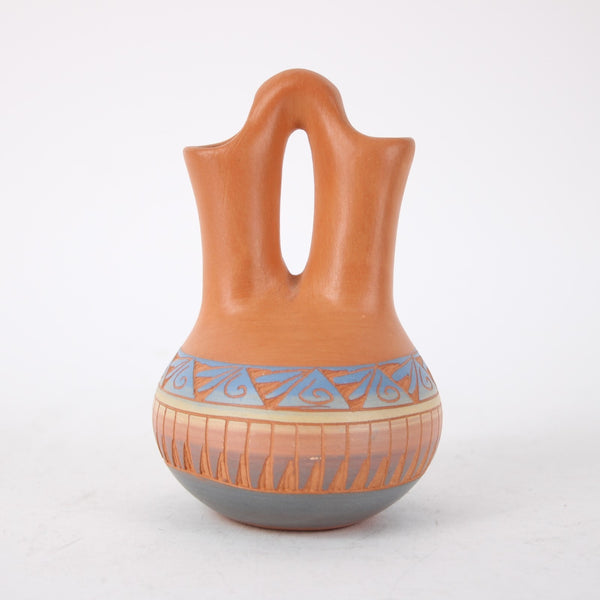 Wedding Vase Signed Red Earth Native American Pottery Carved 5" Wedding Vase