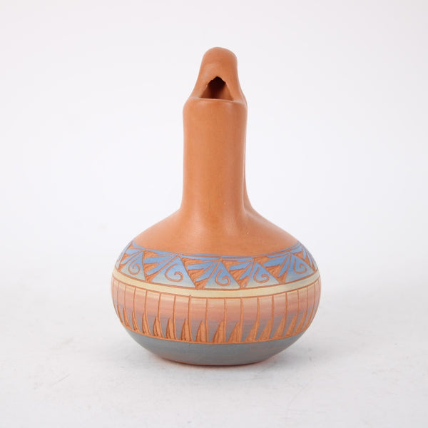 Wedding Vase Signed Red Earth Native American Pottery Carved 5" Wedding Vase
