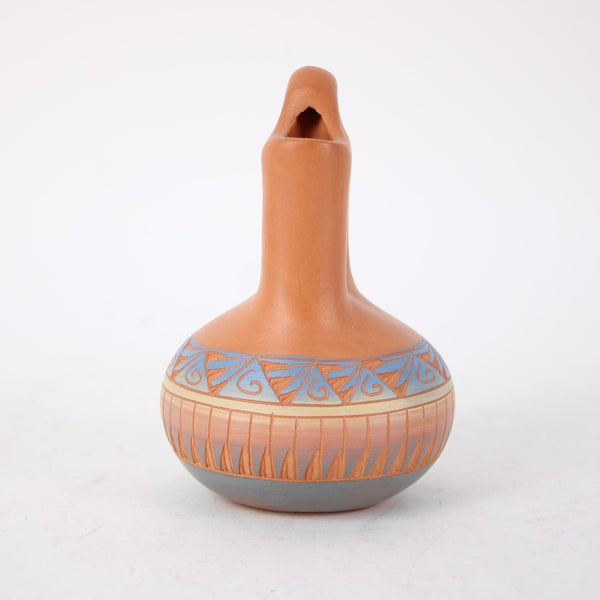 Wedding Vase Signed Red Earth Native American Pottery Carved 5" Wedding Vase