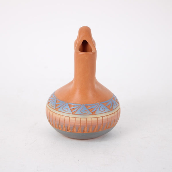 Wedding Vase Signed Red Earth Native American Pottery Carved 5" Wedding Vase