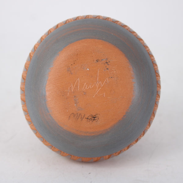 Wedding Vase Signed Red Earth Native American Pottery Carved 5" Wedding Vase