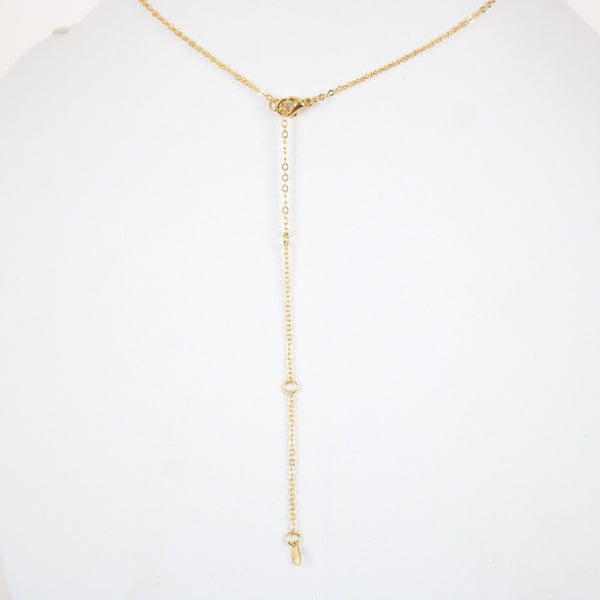 KELSEY NEW Name Goldtone Rhinestone Accent 14.5" w 4.5" Multi Ring Ext Necklace