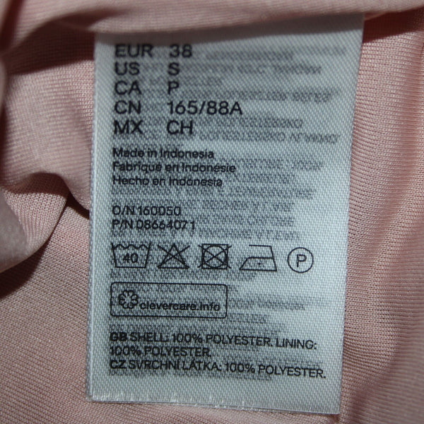 HM NEW Sz S Peach White Floral Sleeveless Ruffled Lined 100% Polyester Dress