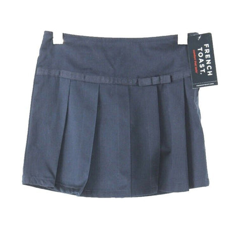 French Toast NEW $24 Sz 4 Girls Navy Blue G Pleat Ribbon Cotton Poly Skort