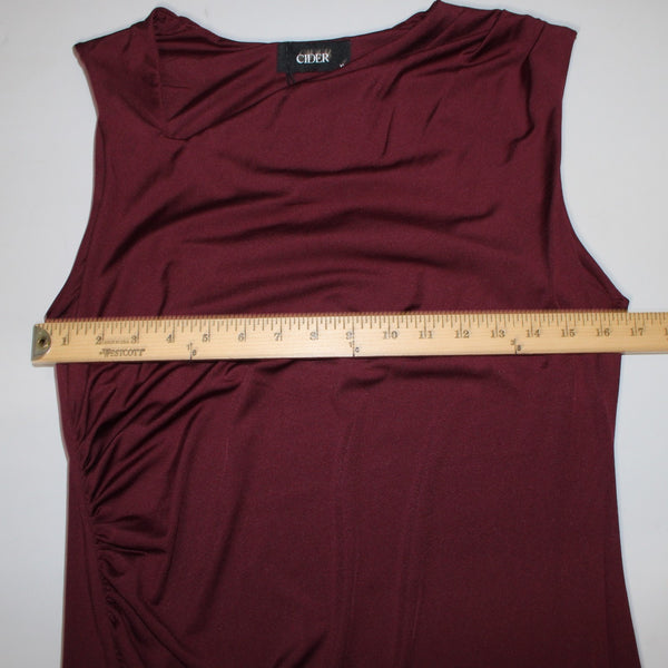 Cider Dress NEW Sz XL Burgundy Red Side Ruching Sleeveless Recycled Poly Dress