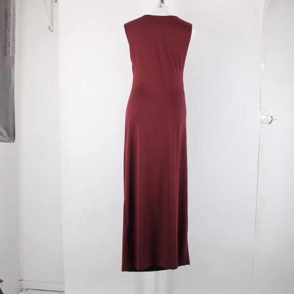 Cider Dress NEW Sz XL Burgundy Red Side Ruching Sleeveless Recycled Poly Dress